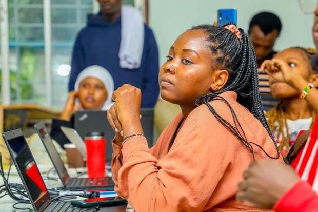 Participants in a SHIFT digital skills training session